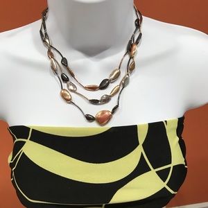 ❤️Gold/Silver Tone Metal Beads Three Layers Neckless